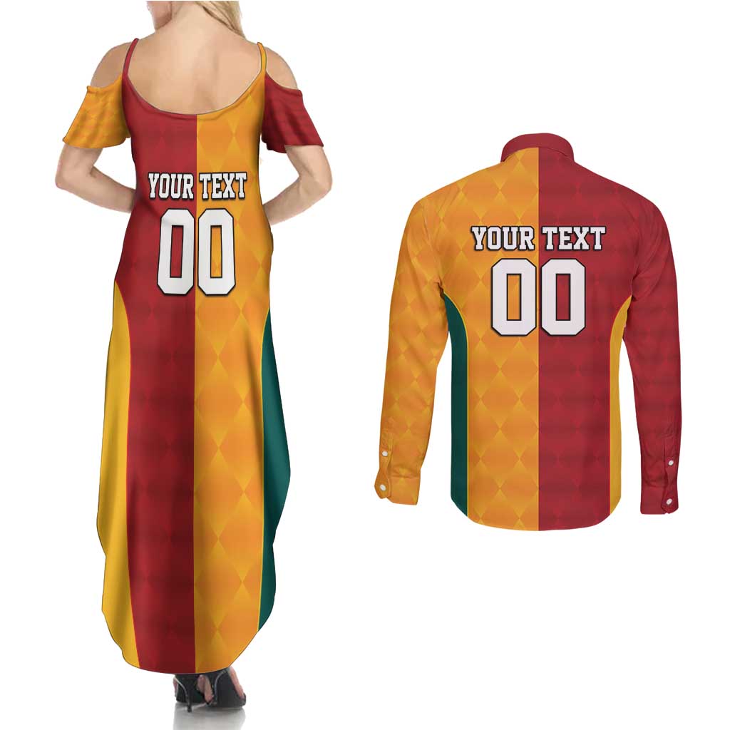 Custom British Lions Australia Wallabies Couples Matching Summer Maxi Dress and Long Sleeve Button Shirt Sporty Style