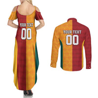 Custom British Lions Australia Wallabies Couples Matching Summer Maxi Dress and Long Sleeve Button Shirt Sporty Style