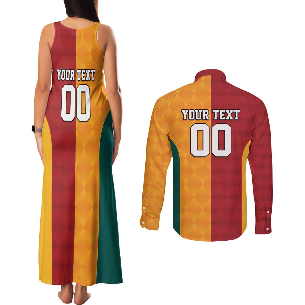 Custom British Lions Australia Wallabies Couples Matching Tank Maxi Dress and Long Sleeve Button Shirt Sporty Style