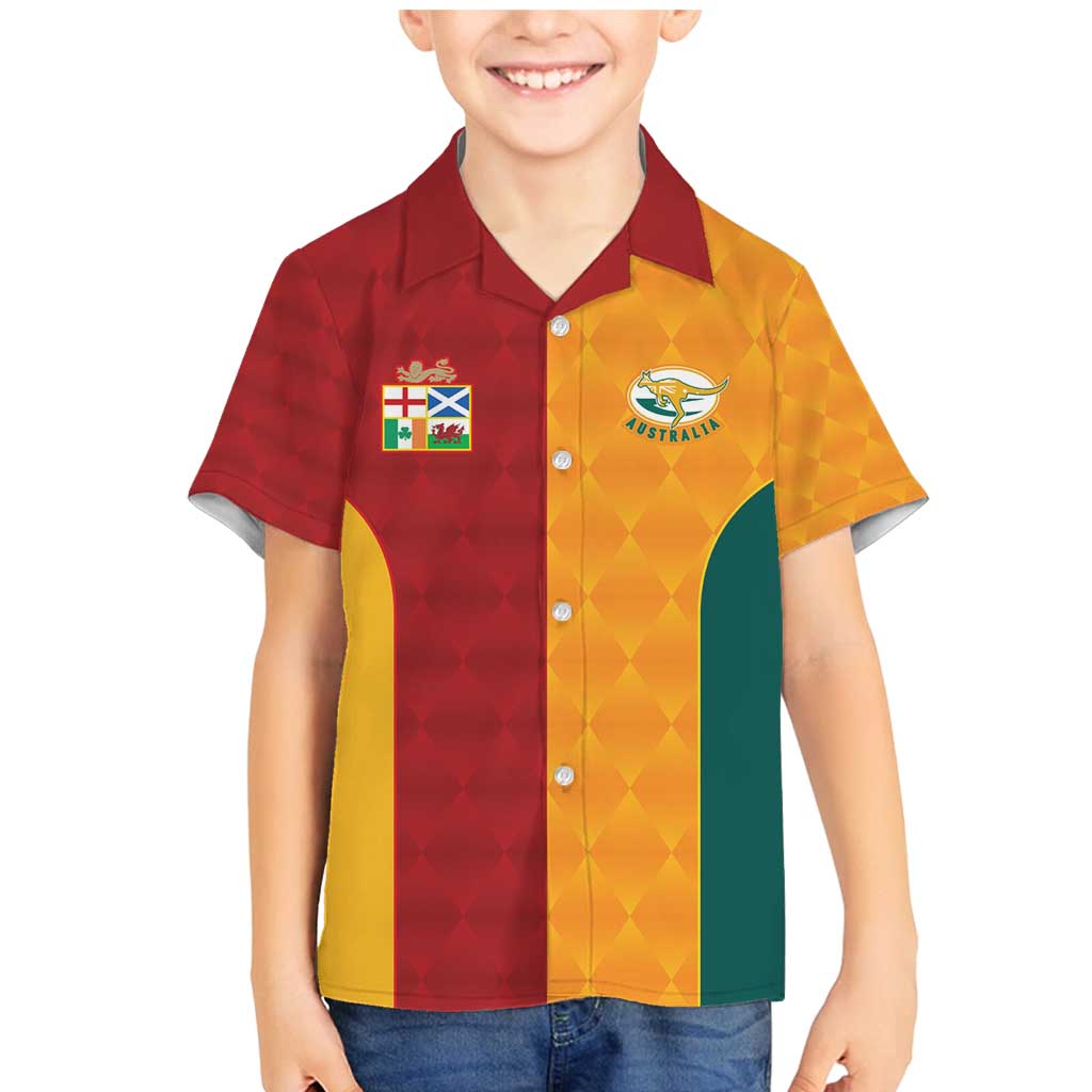 Custom British Lions Australia Wallabies Family Matching Mermaid Dress and Hawaiian Shirt Sporty Style