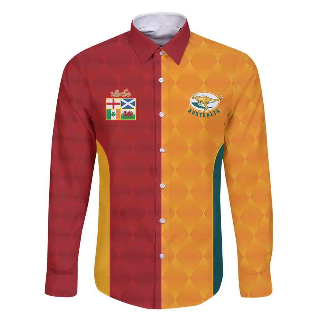 Custom British Lions Australia Wallabies Family Matching Off Shoulder Short Dress and Hawaiian Shirt Sporty Style