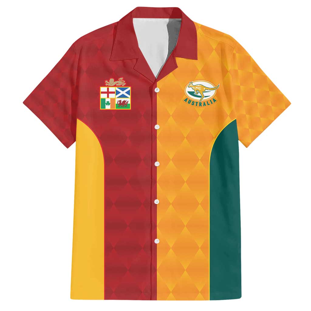 Custom British Lions Australia Wallabies Family Matching Short Sleeve Bodycon Dress and Hawaiian Shirt Sporty Style