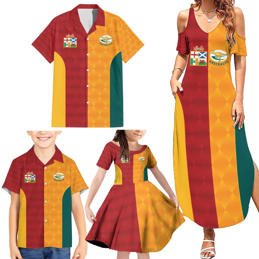 Custom British Lions Australia Wallabies Family Matching Summer Maxi Dress and Hawaiian Shirt Sporty Style