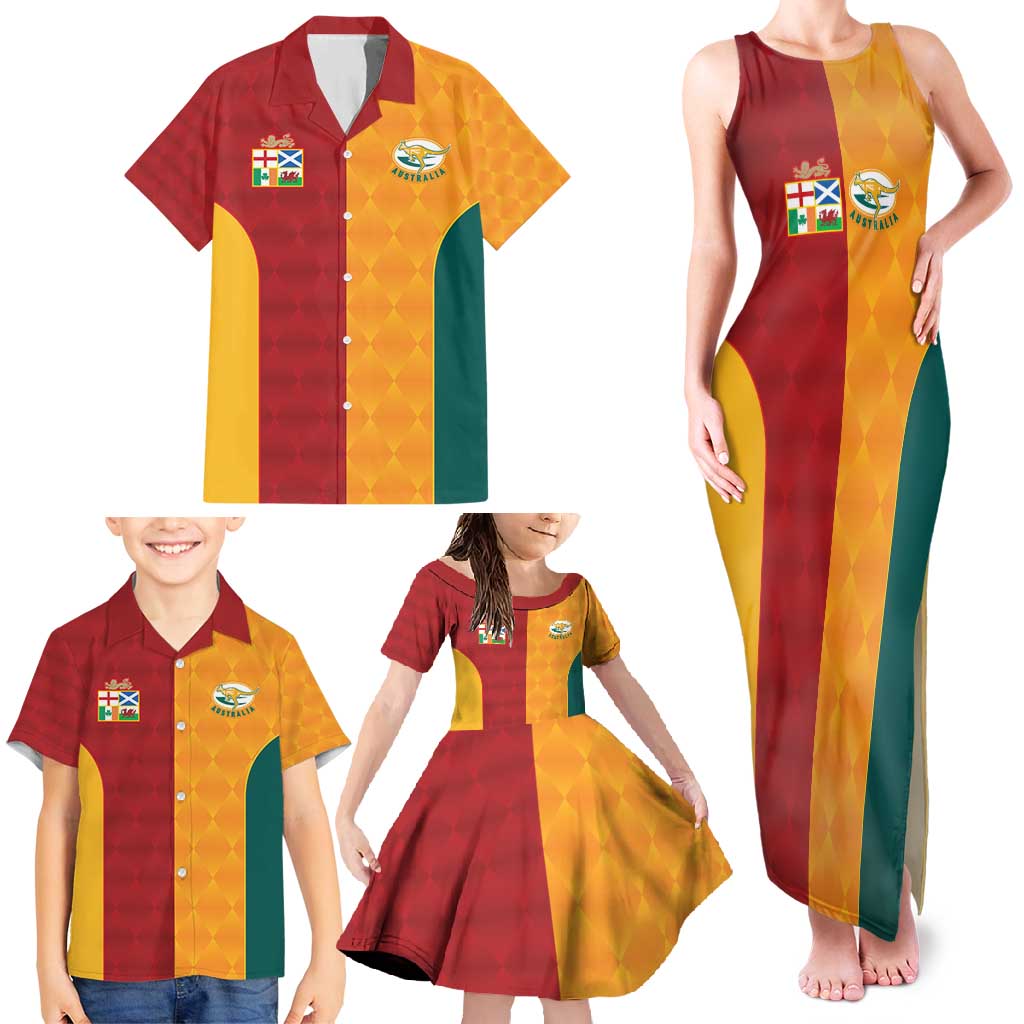 Custom British Lions Australia Wallabies Family Matching Tank Maxi Dress and Hawaiian Shirt Sporty Style