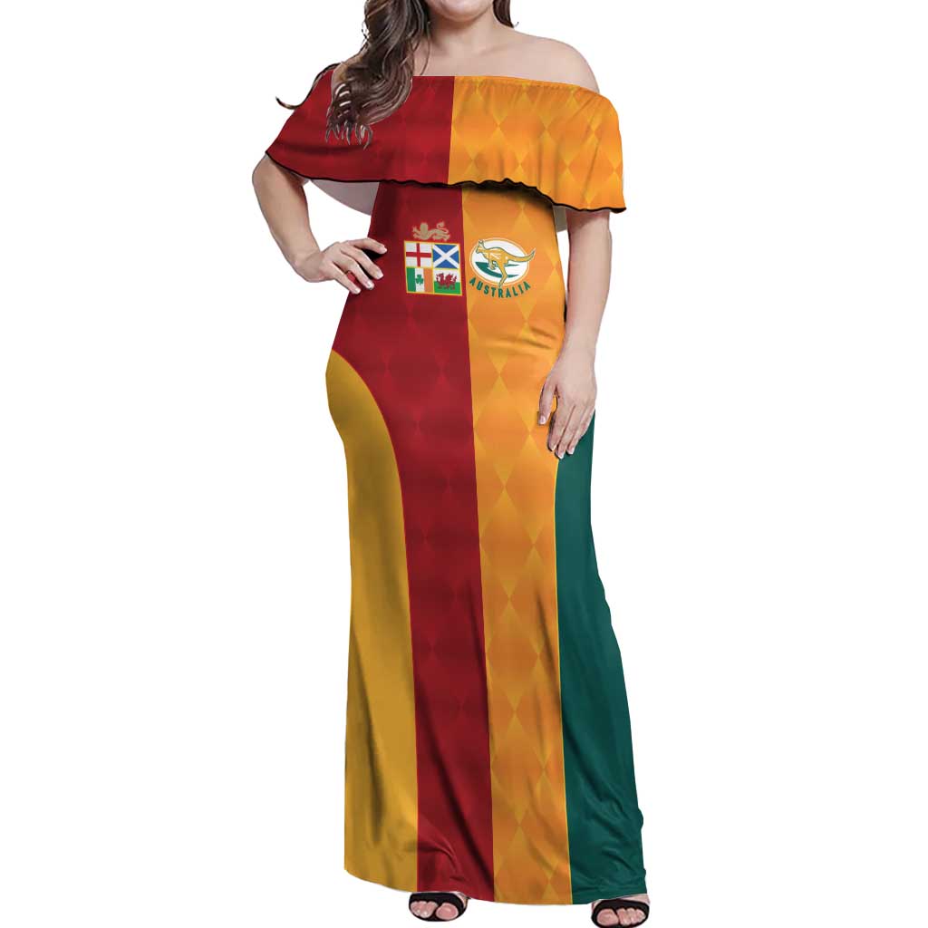 Custom British Lions Australia Wallabies Off Shoulder Maxi Dress Sporty Style
