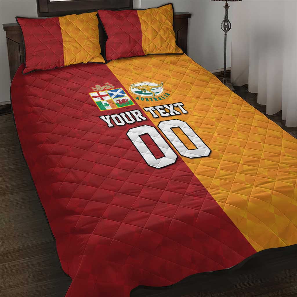 Custom British Lions Australia Wallabies Quilt Bed Set Sporty Style