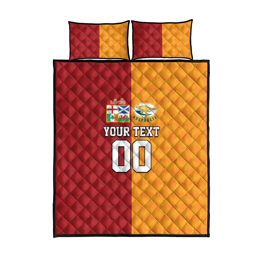 Custom British Lions Australia Wallabies Quilt Bed Set Sporty Style