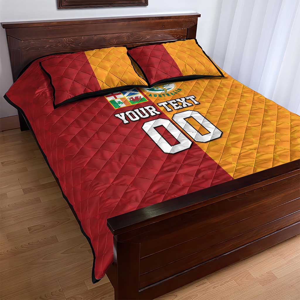 Custom British Lions Australia Wallabies Quilt Bed Set Sporty Style
