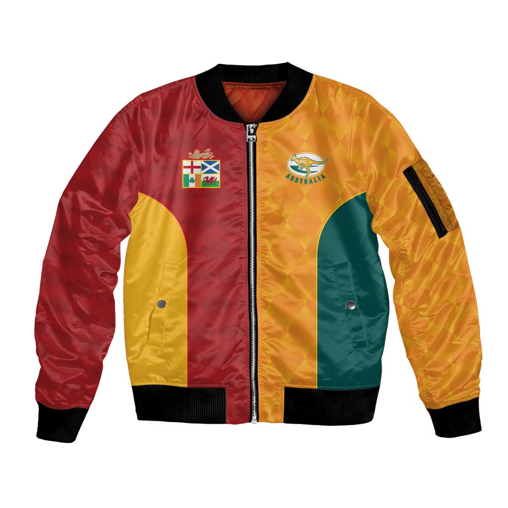 Custom British Lions Australia Wallabies Sleeve Zip Bomber Jacket Sporty Style