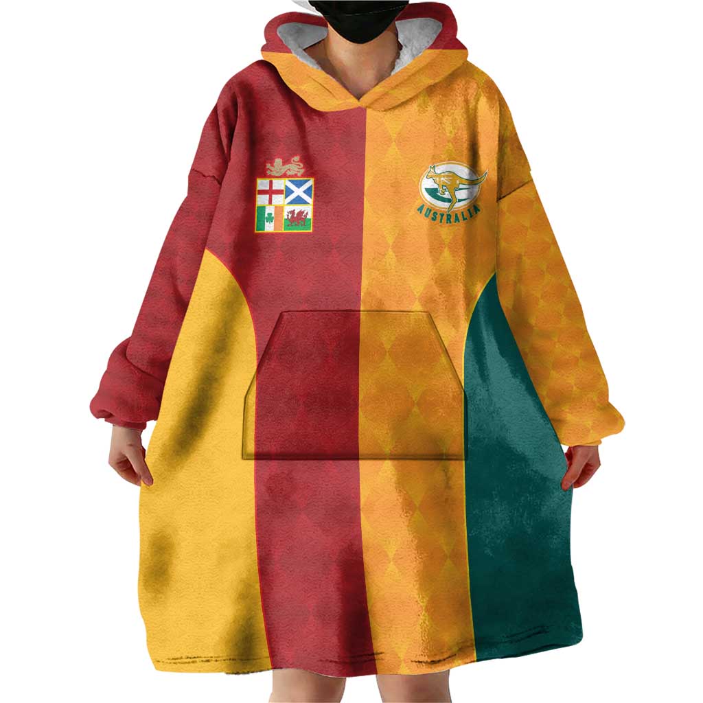 Custom British Lions Australia Wallabies Wearable Blanket Hoodie Sporty Style