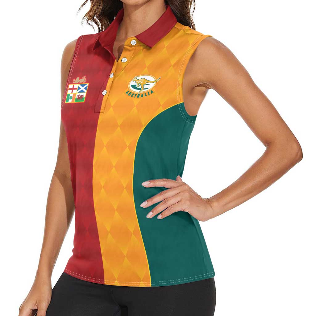 Custom British Lions Australia Wallabies Women Sleeveless Polo Shirt Sporty Style