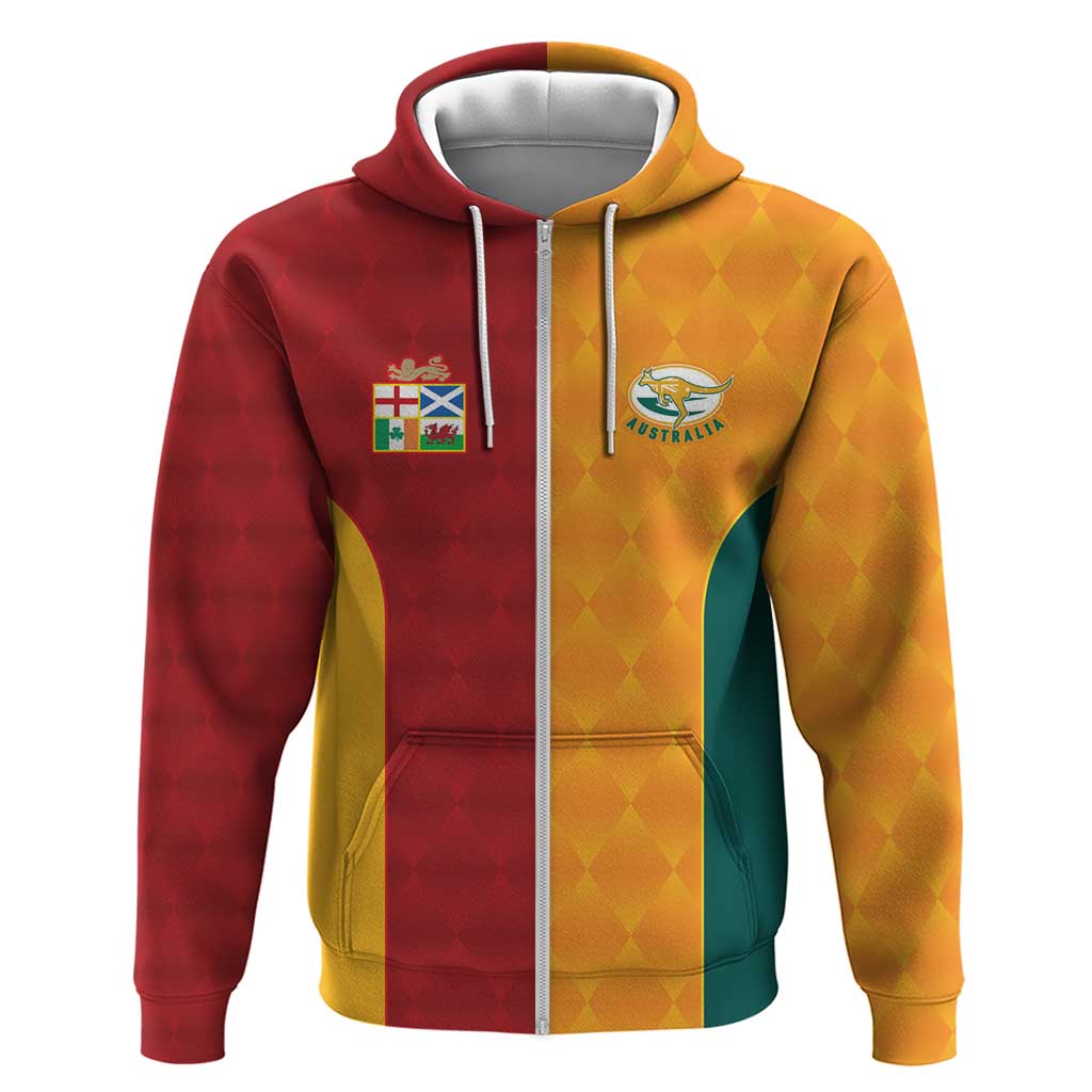 Custom British Lions Australia Wallabies Zip Hoodie Sporty Style