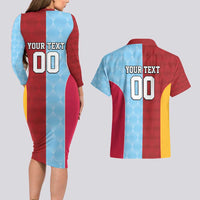 Custom British Lions Australia Waratahs Couples Matching Long Sleeve Bodycon Dress and Hawaiian Shirt Sporty Style