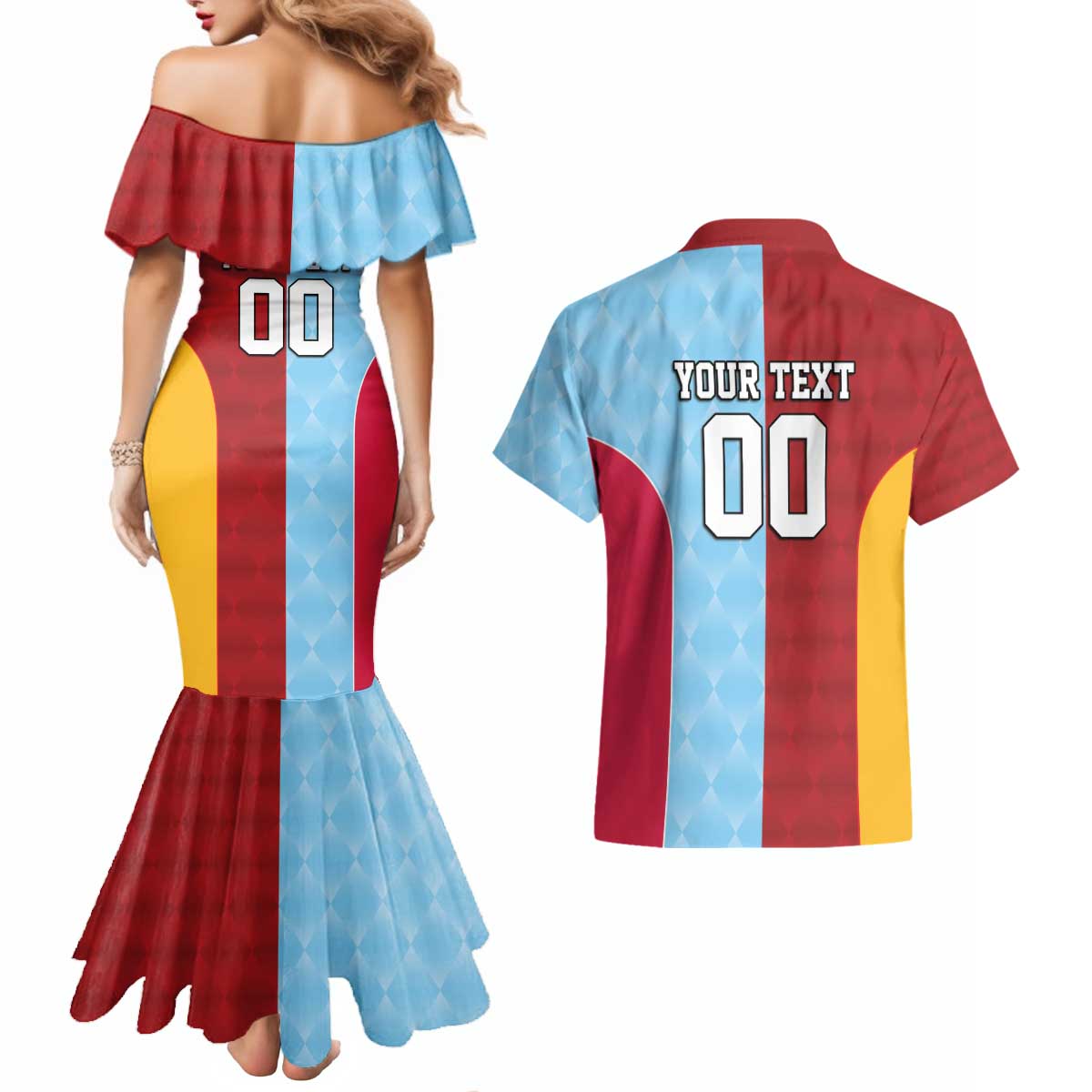 Custom British Lions Australia Waratahs Couples Matching Mermaid Dress and Hawaiian Shirt Sporty Style