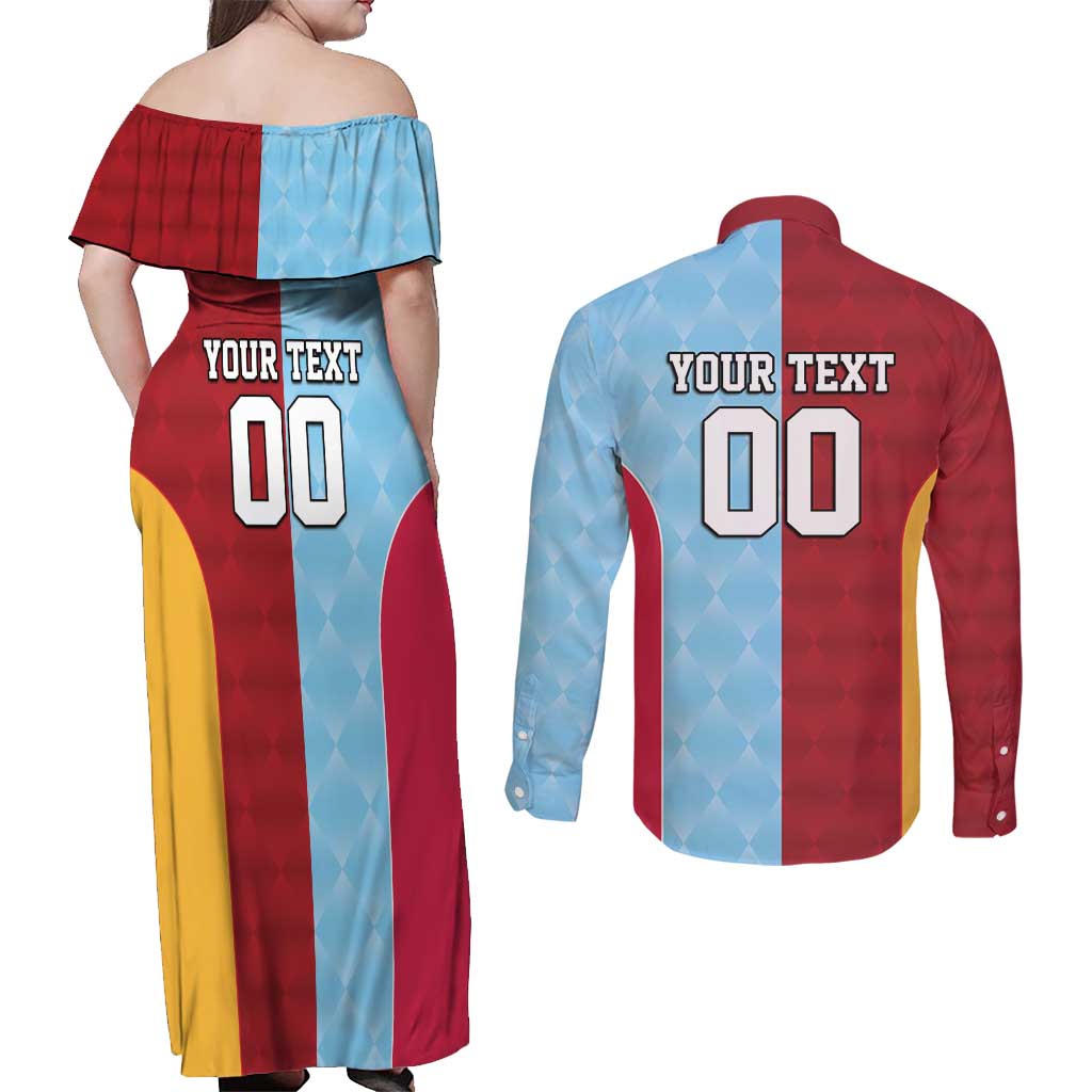 Custom British Lions Australia Waratahs Couples Matching Off Shoulder Maxi Dress and Long Sleeve Button Shirt Sporty Style