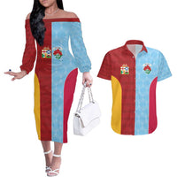 Custom British Lions Australia Waratahs Couples Matching Off The Shoulder Long Sleeve Dress and Hawaiian Shirt Sporty Style