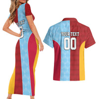 Custom British Lions Australia Waratahs Couples Matching Short Sleeve Bodycon Dress and Hawaiian Shirt Sporty Style