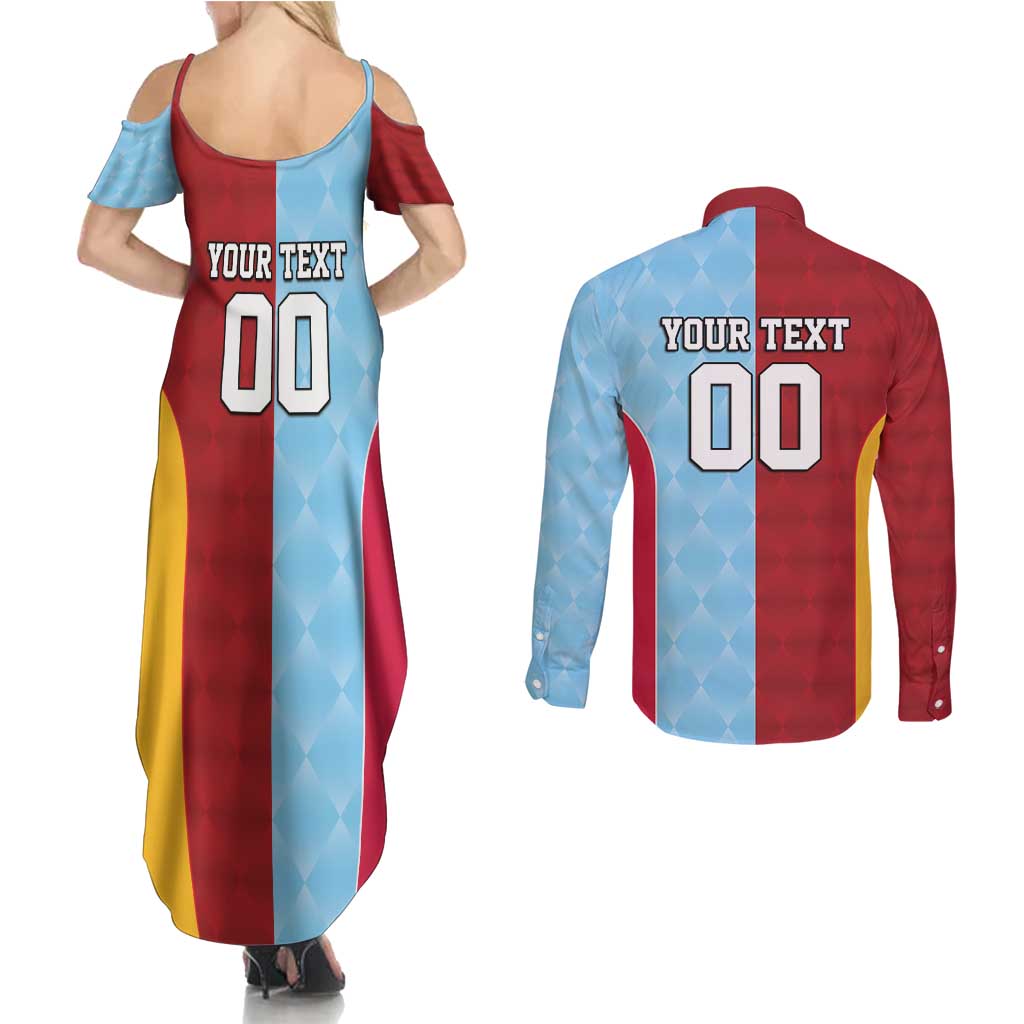 Custom British Lions Australia Waratahs Couples Matching Summer Maxi Dress and Long Sleeve Button Shirt Sporty Style