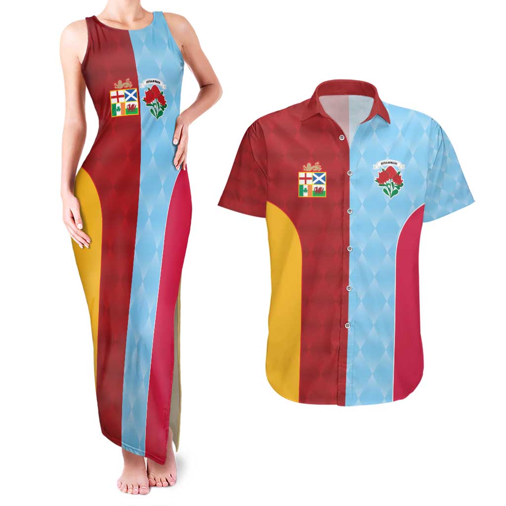 Custom British Lions Australia Waratahs Couples Matching Tank Maxi Dress and Hawaiian Shirt Sporty Style