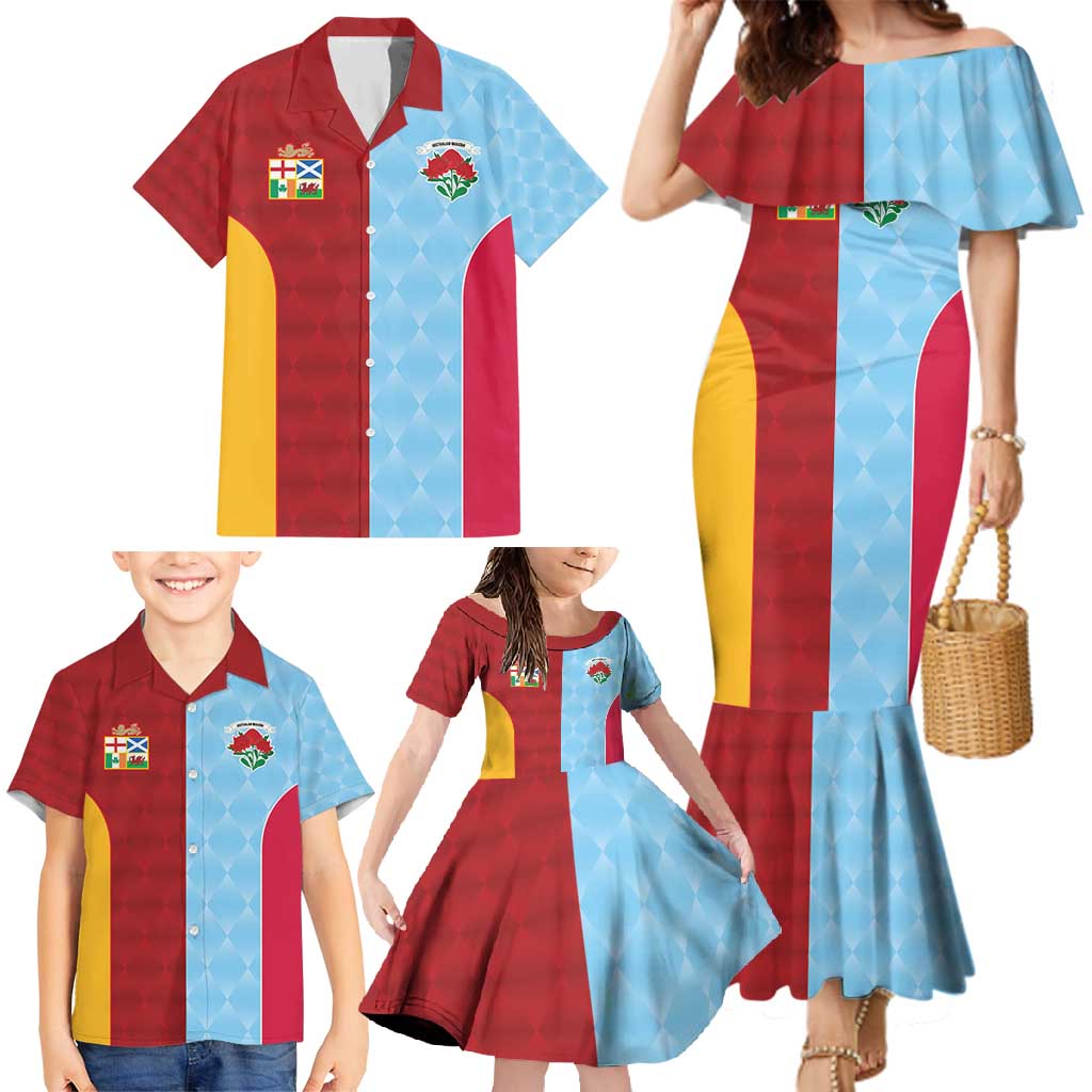 Custom British Lions Australia Waratahs Family Matching Mermaid Dress and Hawaiian Shirt Sporty Style