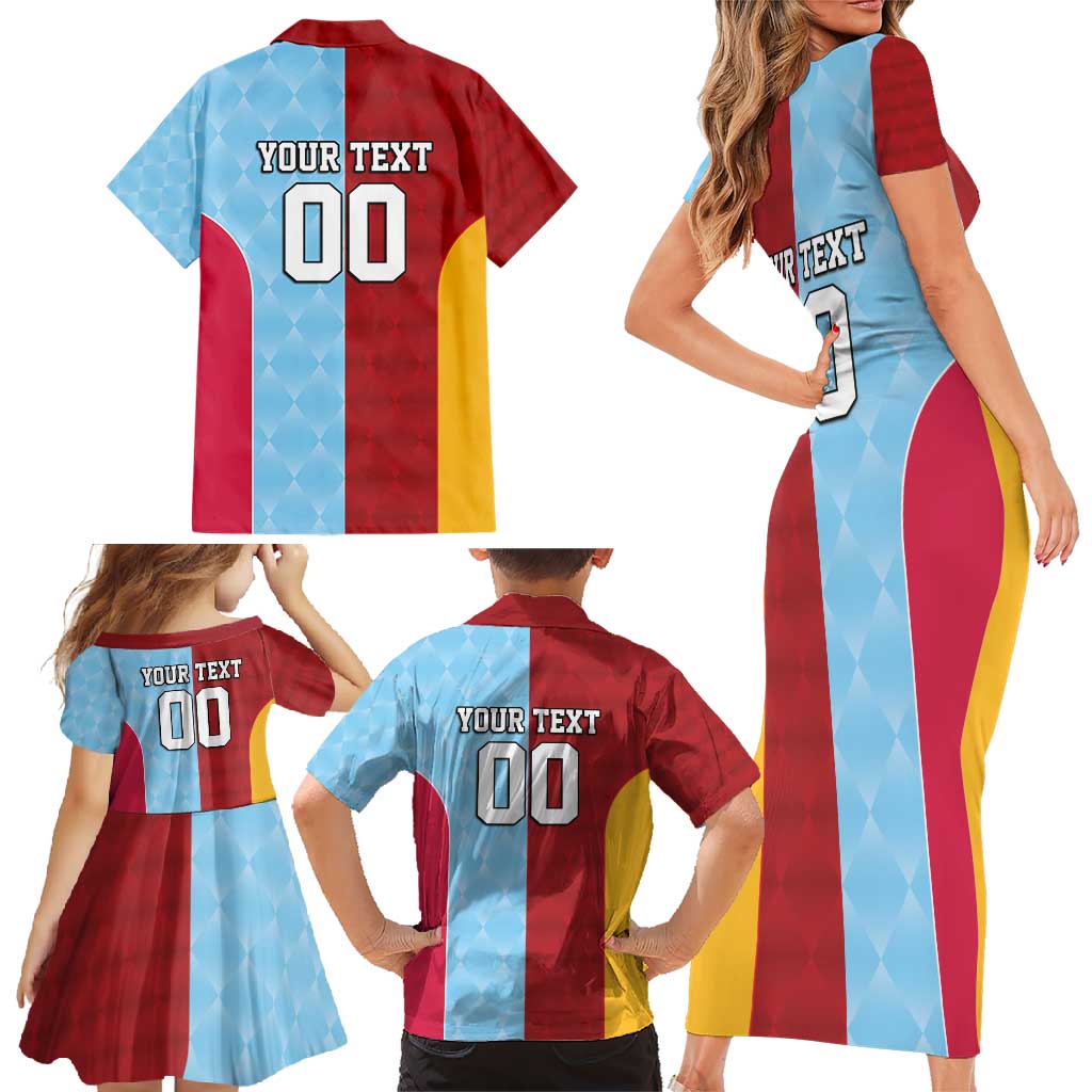 Custom British Lions Australia Waratahs Family Matching Short Sleeve Bodycon Dress and Hawaiian Shirt Sporty Style