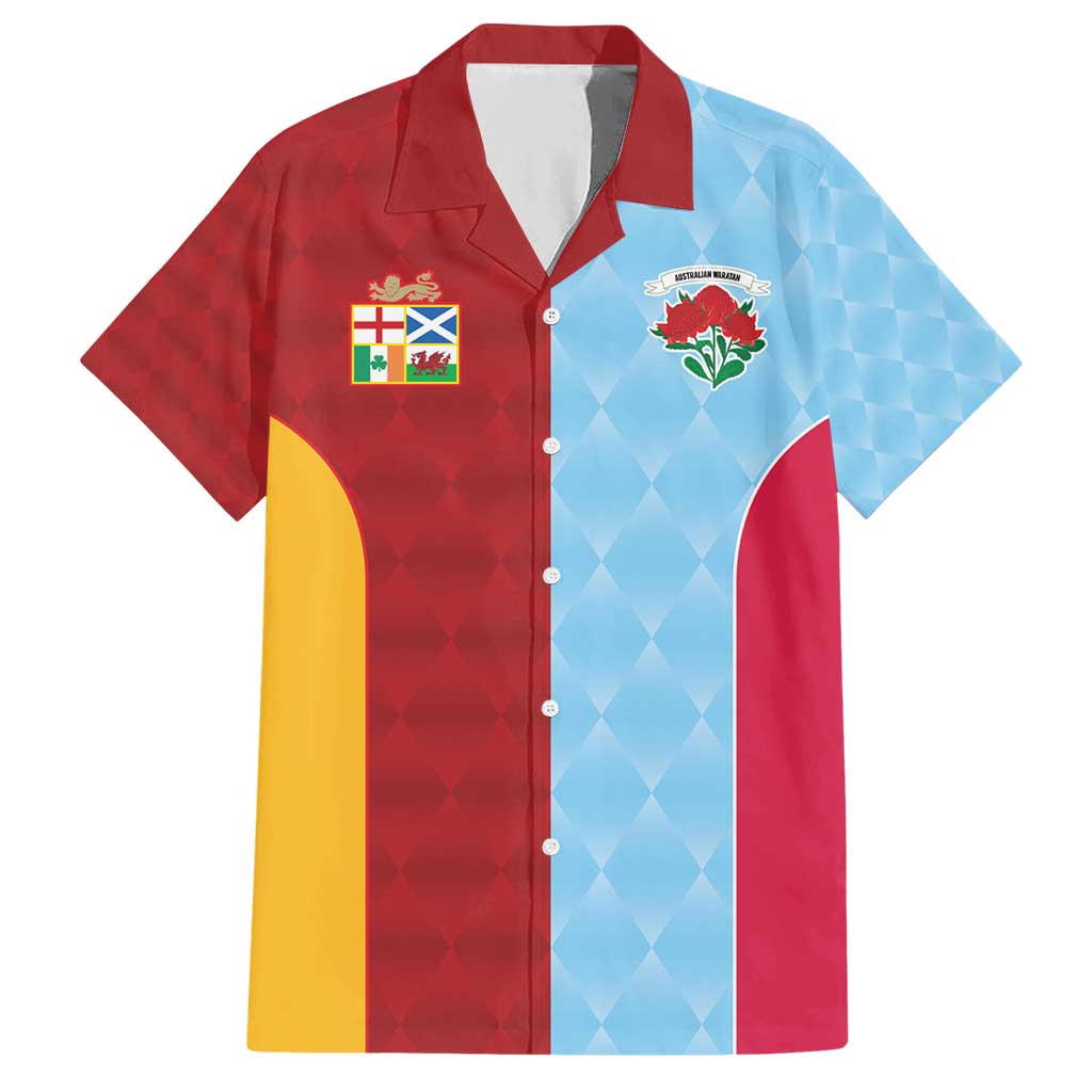 Custom British Lions Australia Waratahs Family Matching Short Sleeve Bodycon Dress and Hawaiian Shirt Sporty Style