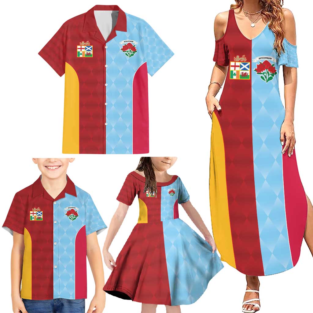 Custom British Lions Australia Waratahs Family Matching Summer Maxi Dress and Hawaiian Shirt Sporty Style