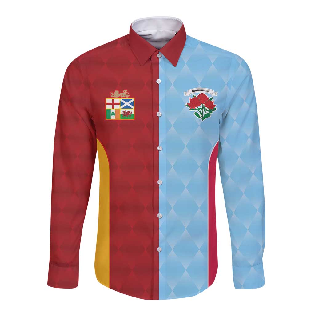 Custom British Lions Australia Waratahs Long Sleeve Button Shirt Sporty Style