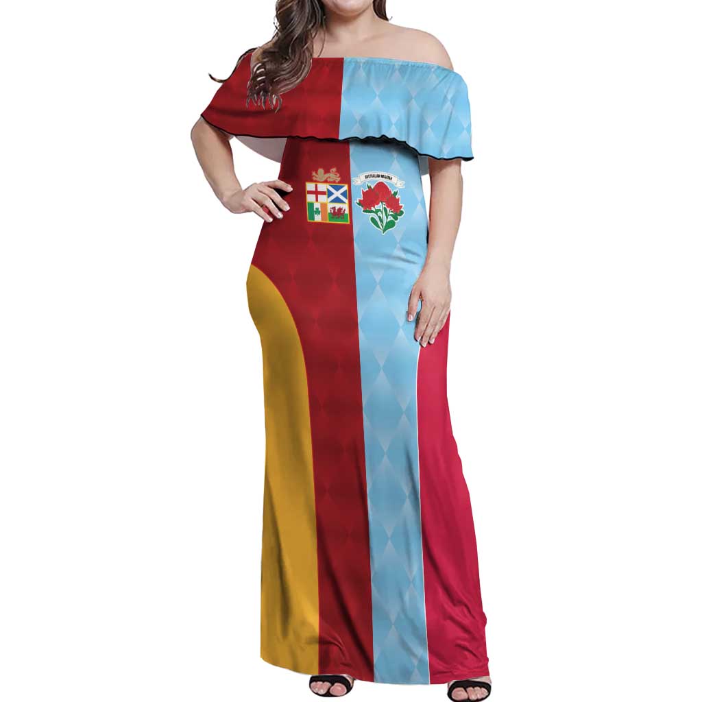 Custom British Lions Australia Waratahs Off Shoulder Maxi Dress Sporty Style