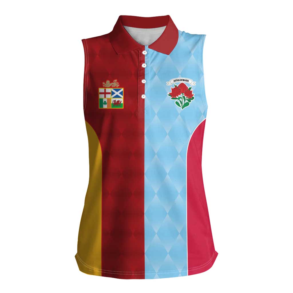 Custom British Lions Australia Waratahs Women Sleeveless Polo Shirt Sporty Style