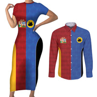 Custom British Lions Australia Western Force Couples Matching Short Sleeve Bodycon Dress and Long Sleeve Button Shirt Sporty Style
