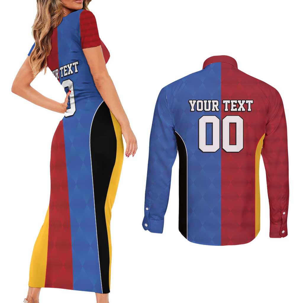 Custom British Lions Australia Western Force Couples Matching Short Sleeve Bodycon Dress and Long Sleeve Button Shirt Sporty Style