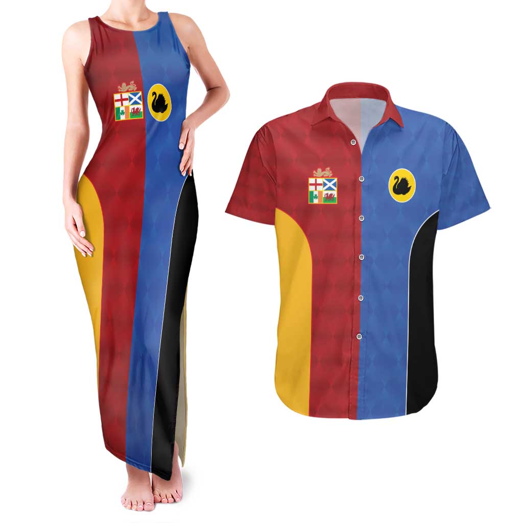 Custom British Lions Australia Western Force Couples Matching Tank Maxi Dress and Hawaiian Shirt Sporty Style