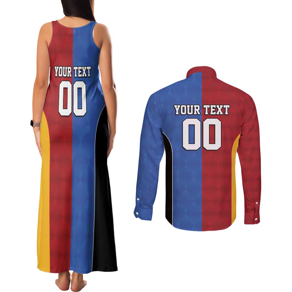 Custom British Lions Australia Western Force Couples Matching Tank Maxi Dress and Long Sleeve Button Shirt Sporty Style