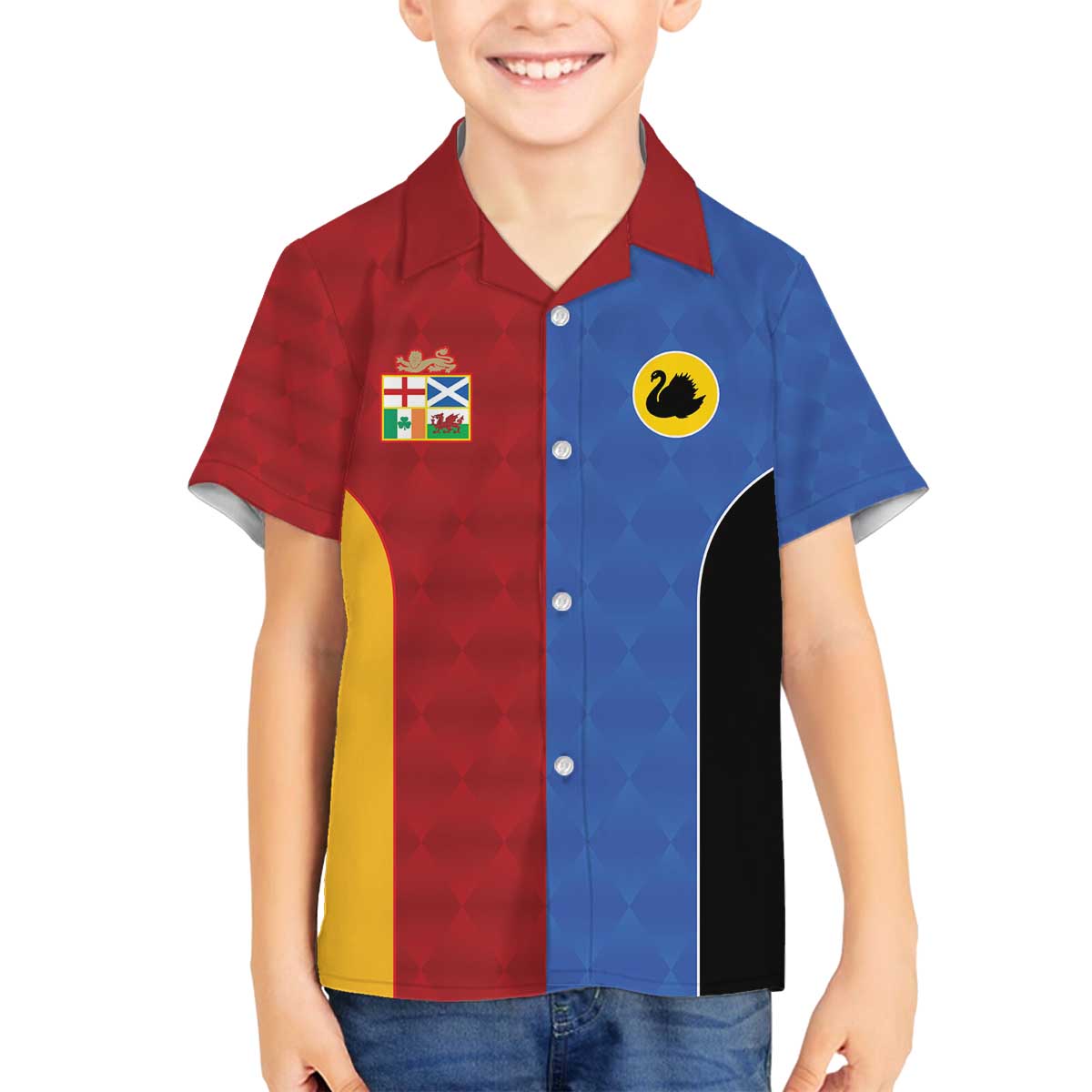 Custom British Lions Australia Western Force Family Matching Off The Shoulder Long Sleeve Dress and Hawaiian Shirt Sporty Style
