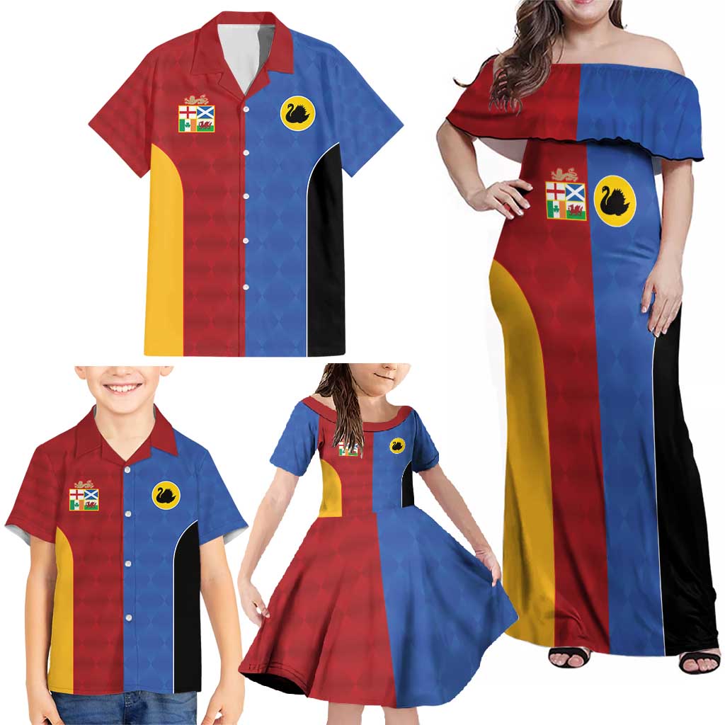 Custom British Lions Australia Western Force Family Matching Off Shoulder Maxi Dress and Hawaiian Shirt Sporty Style