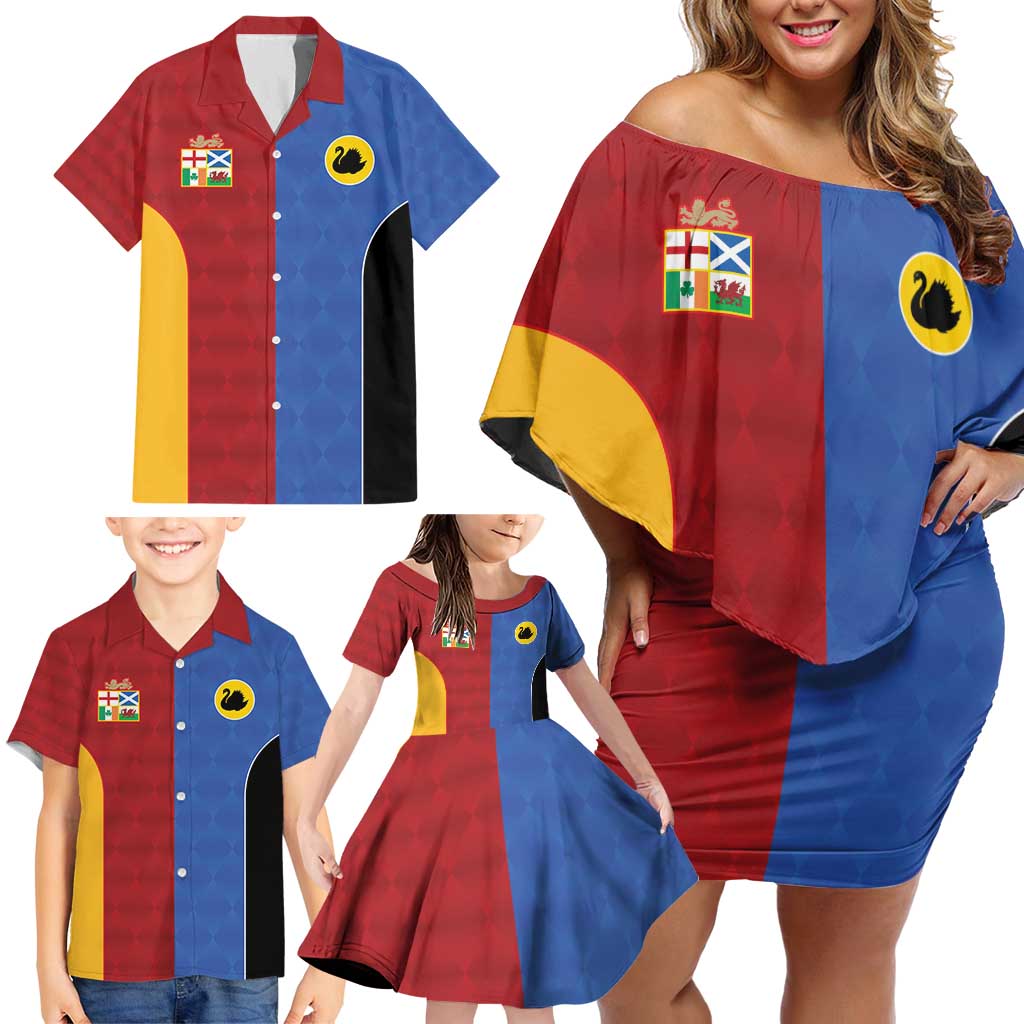 Custom British Lions Australia Western Force Family Matching Off Shoulder Short Dress and Hawaiian Shirt Sporty Style