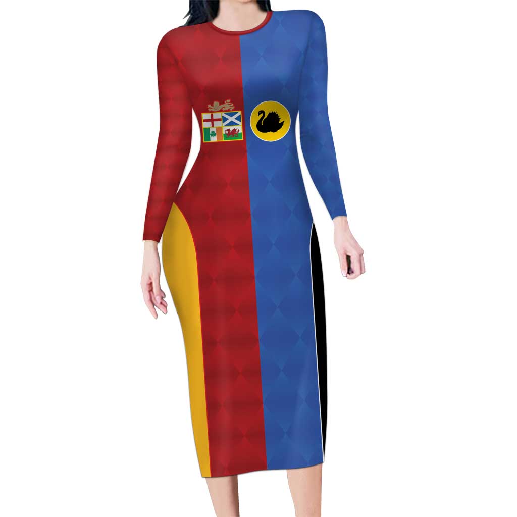 Custom British Lions Australia Western Force Long Sleeve Bodycon Dress Sporty Style