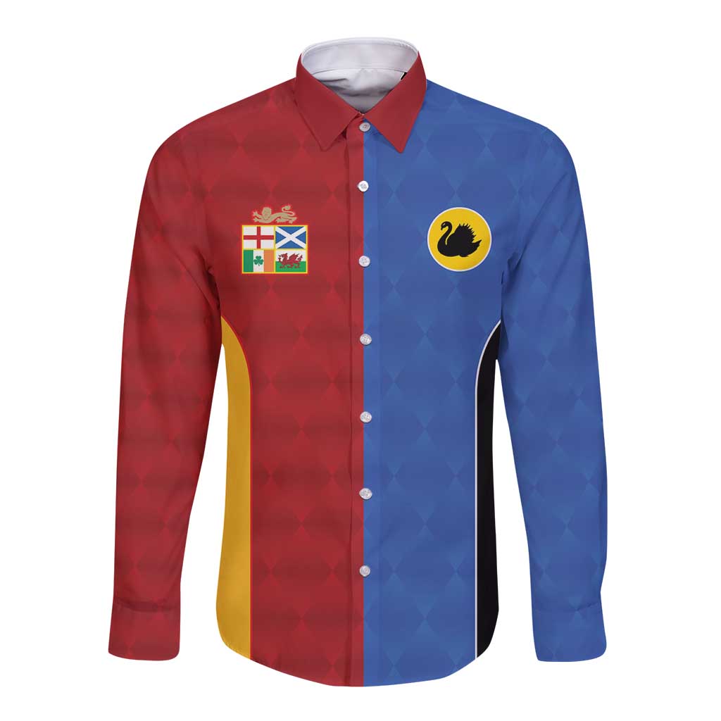 Custom British Lions Australia Western Force Long Sleeve Button Shirt Sporty Style
