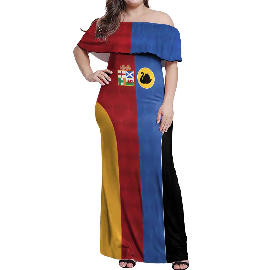 Custom British Lions Australia Western Force Off Shoulder Maxi Dress Sporty Style
