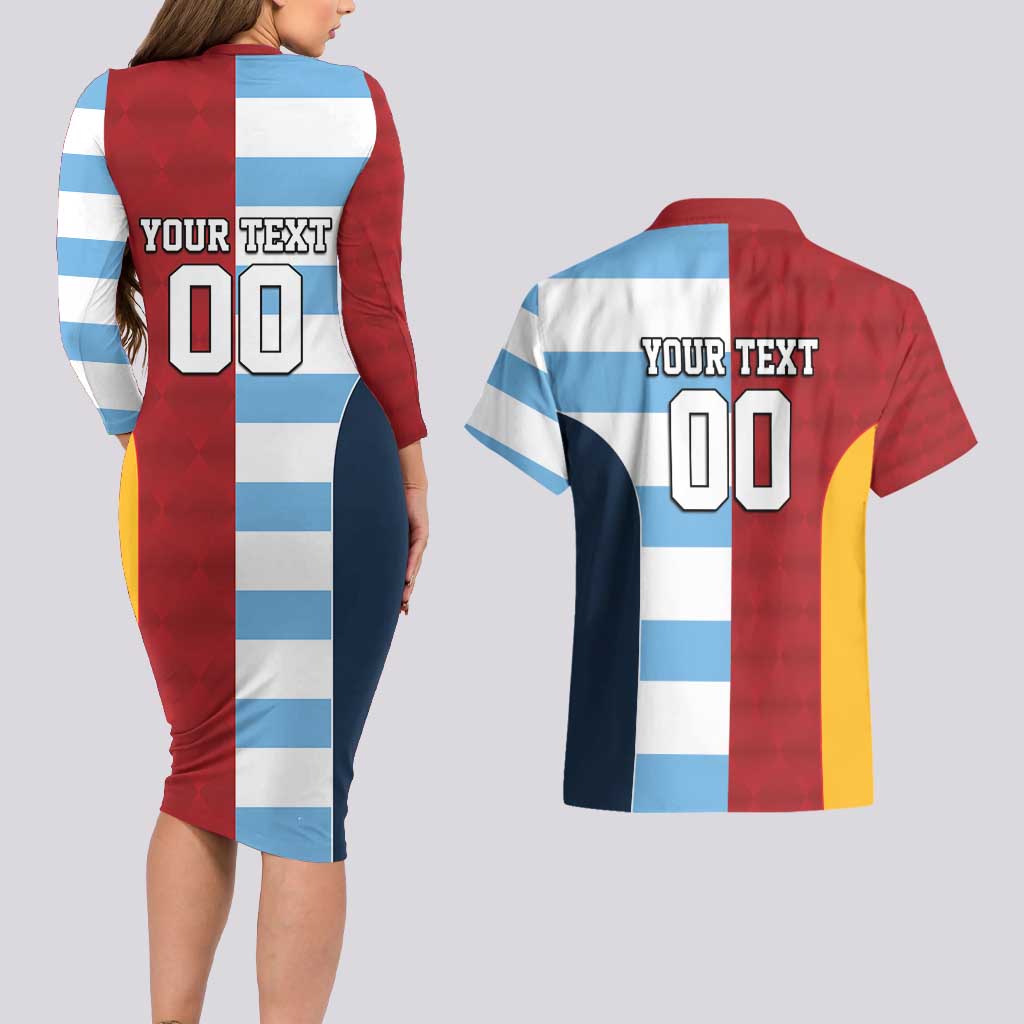 Custom British Lions-Argentina Couples Matching Long Sleeve Bodycon Dress and Hawaiian Shirt Sporty Style