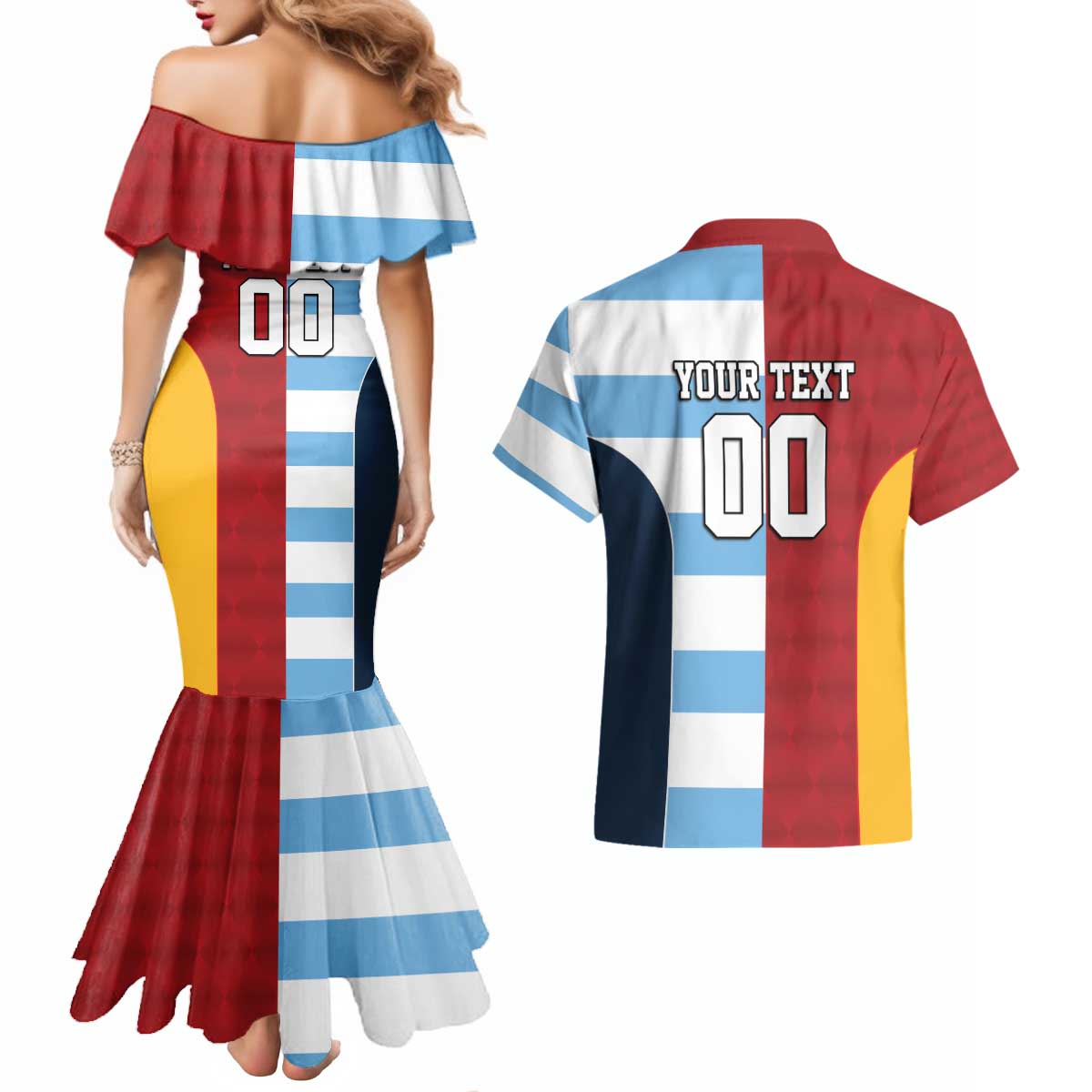 Custom British Lions-Argentina Couples Matching Mermaid Dress and Hawaiian Shirt Sporty Style