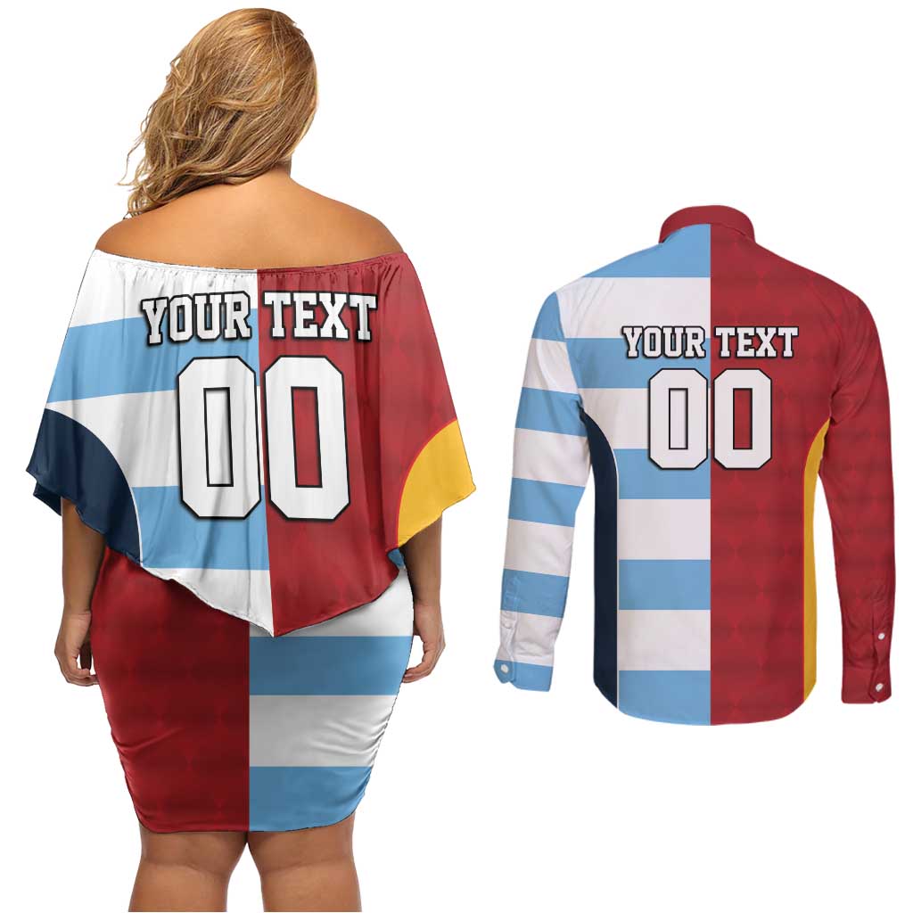 Custom British Lions-Argentina Couples Matching Off Shoulder Short Dress and Long Sleeve Button Shirt Sporty Style