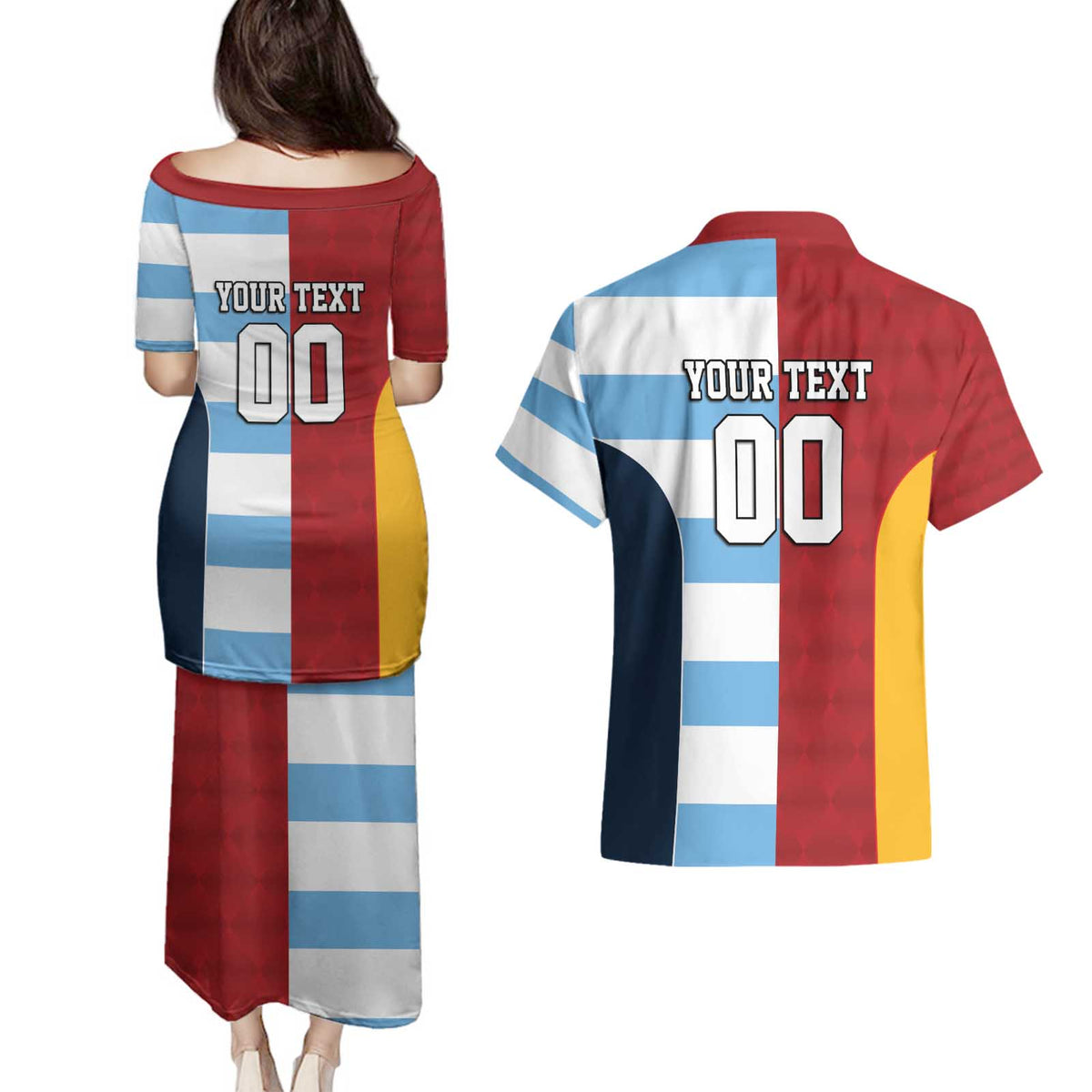 Custom British Lions-Argentina Couples Matching Puletasi and Hawaiian Shirt Sporty Style