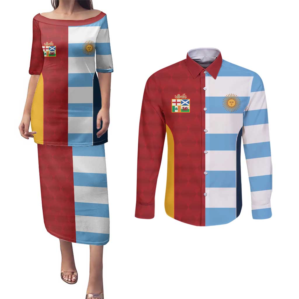 Custom British Lions-Argentina Couples Matching Puletasi and Long Sleeve Button Shirt Sporty Style