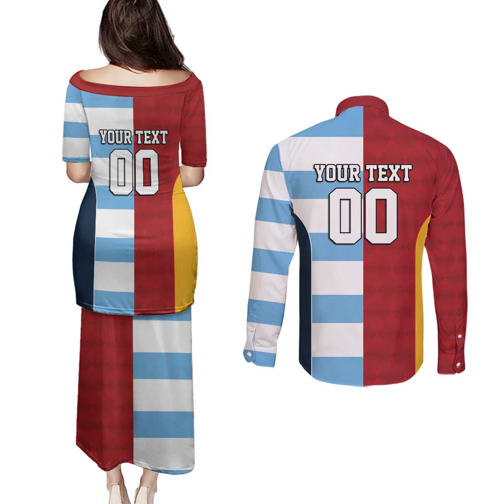 Custom British Lions-Argentina Couples Matching Puletasi and Long Sleeve Button Shirt Sporty Style