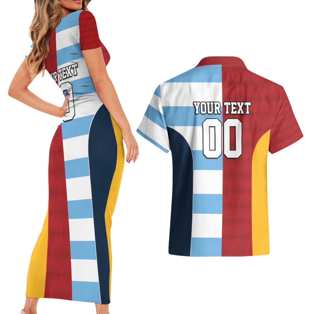 Custom British Lions-Argentina Couples Matching Short Sleeve Bodycon Dress and Hawaiian Shirt Sporty Style