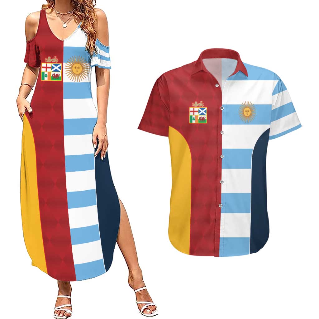Custom British Lions-Argentina Couples Matching Summer Maxi Dress and Hawaiian Shirt Sporty Style