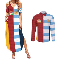 Custom British Lions-Argentina Couples Matching Summer Maxi Dress and Long Sleeve Button Shirt Sporty Style