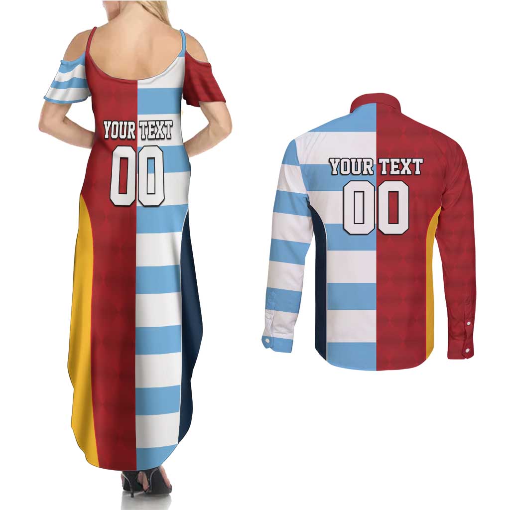 Custom British Lions-Argentina Couples Matching Summer Maxi Dress and Long Sleeve Button Shirt Sporty Style